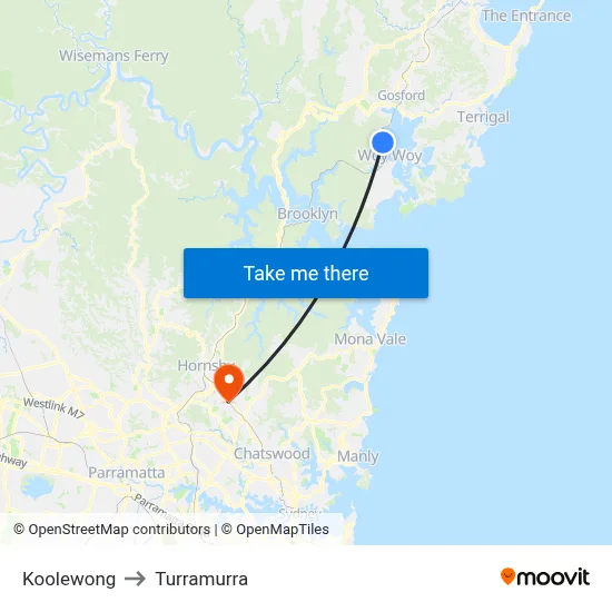 Koolewong to Turramurra map