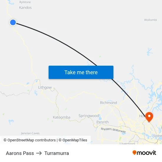 Aarons Pass to Turramurra map