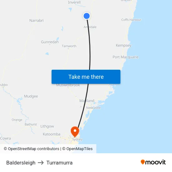 Baldersleigh to Turramurra map