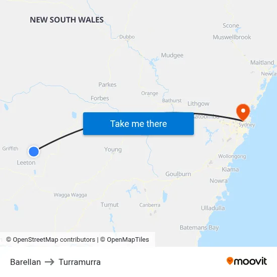 Barellan to Turramurra map