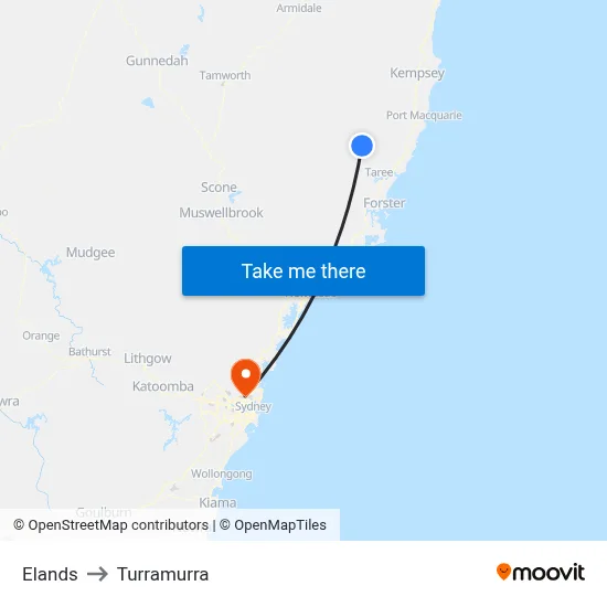Elands to Turramurra map