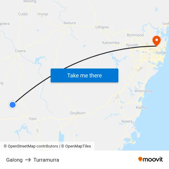 Galong to Turramurra map
