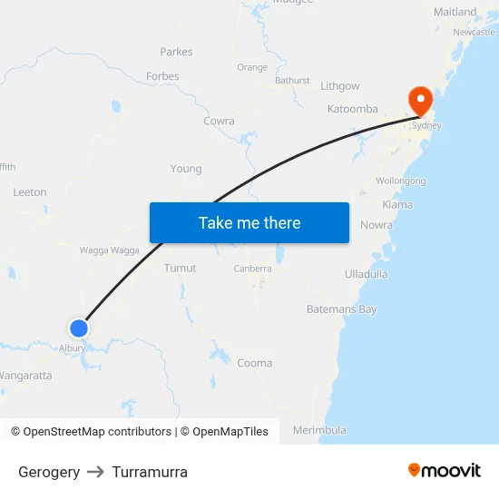 Gerogery to Turramurra map
