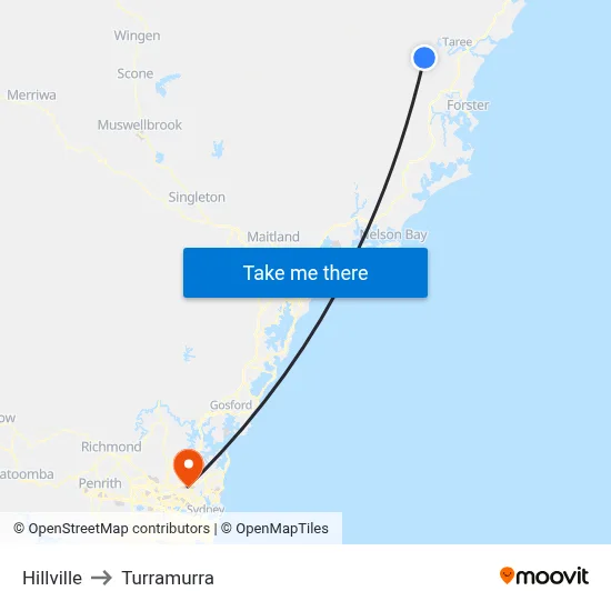 Hillville to Turramurra map