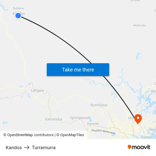 Kandos to Turramurra map
