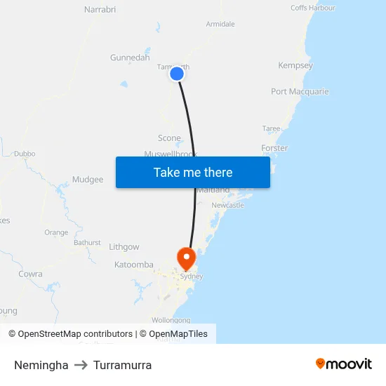 Nemingha to Turramurra map