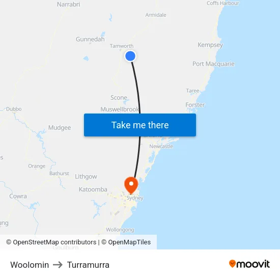 Woolomin to Turramurra map
