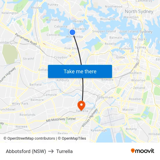 Abbotsford (NSW) to Turrella map