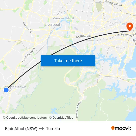 Blair Athol (NSW) to Turrella map