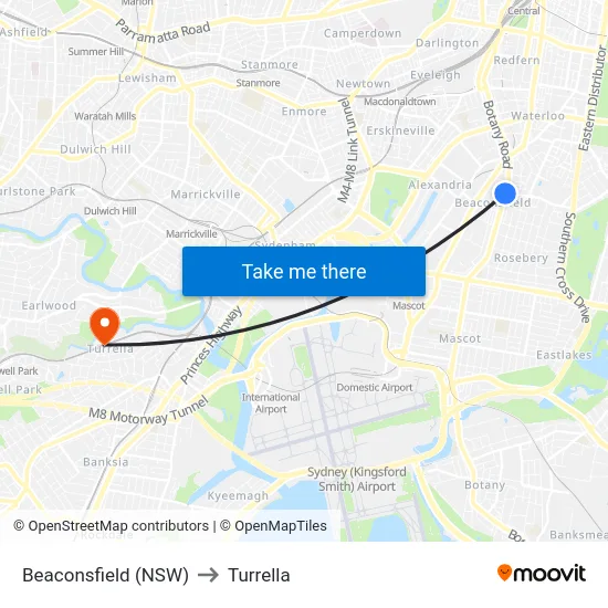 Beaconsfield (NSW) to Turrella map
