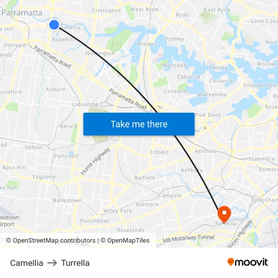 Camellia to Turrella map