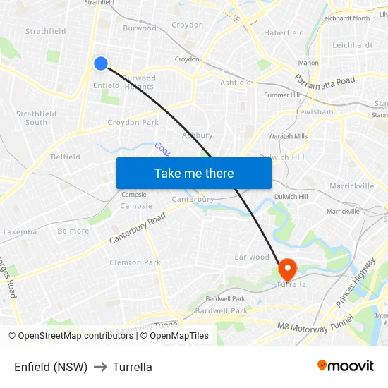 Enfield (NSW) to Turrella map