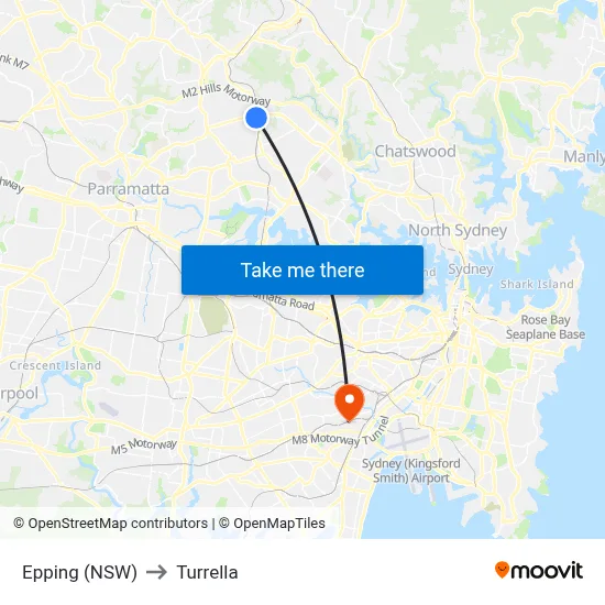 Epping (NSW) to Turrella map
