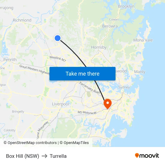 Box Hill (NSW) to Turrella map