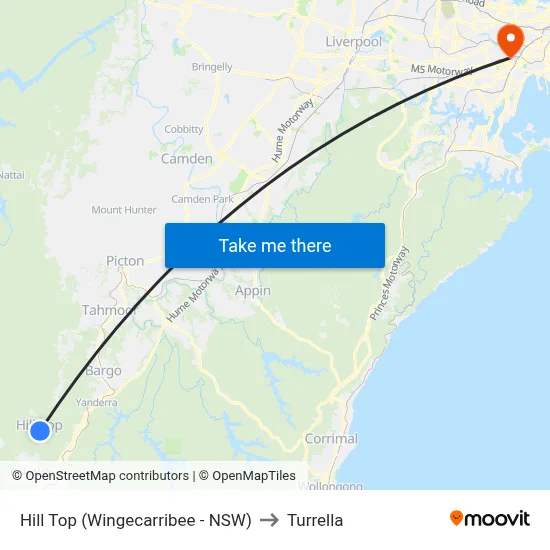 Hill Top (Wingecarribee - NSW) to Turrella map