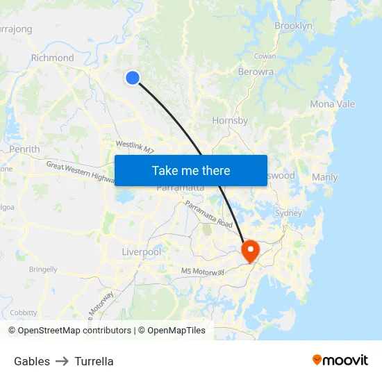 Gables to Turrella map