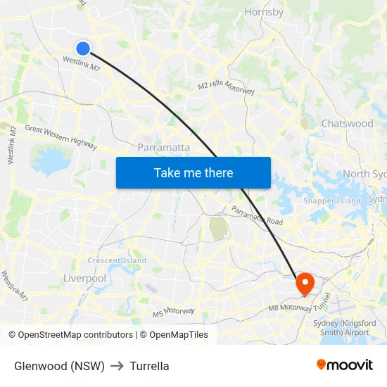 Glenwood (NSW) to Turrella map