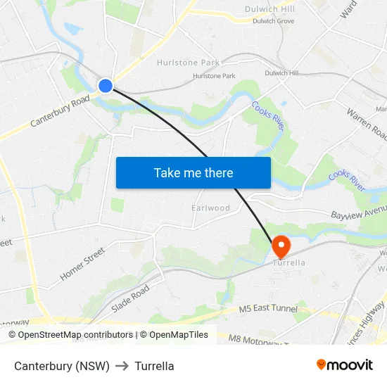 Canterbury (NSW) to Turrella map