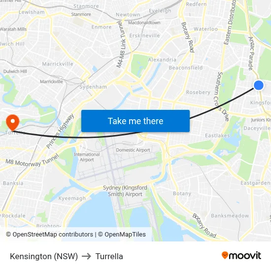 Kensington (NSW) to Turrella map