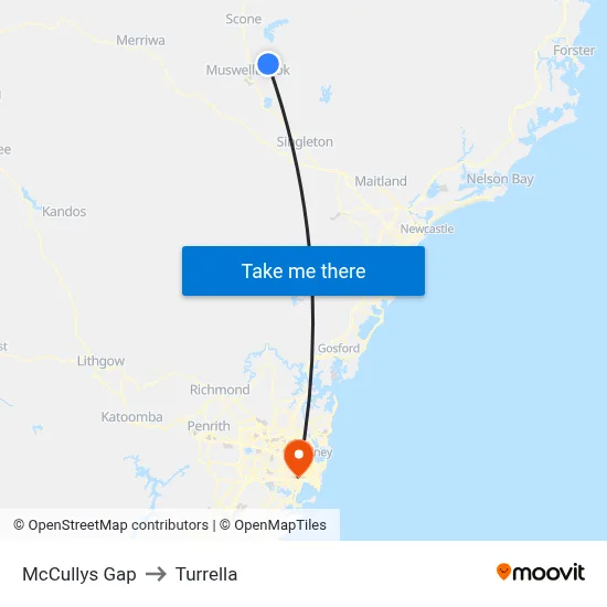 McCullys Gap to Turrella map