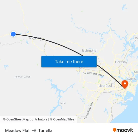 Meadow Flat to Turrella map