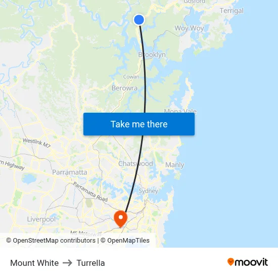 Mount White to Turrella map