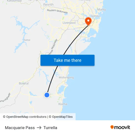 Macquarie Pass to Turrella map