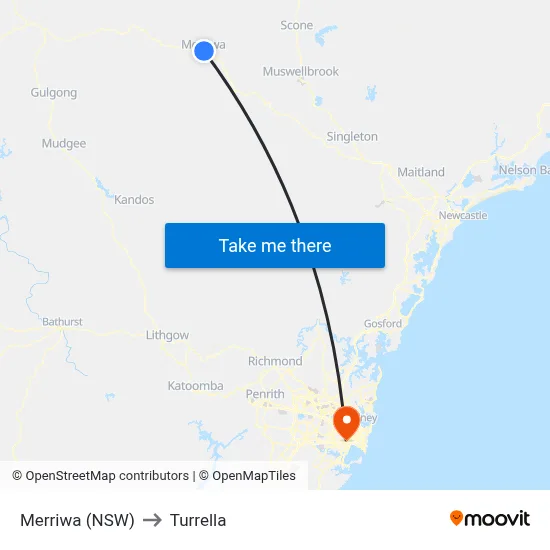Merriwa (NSW) to Turrella map