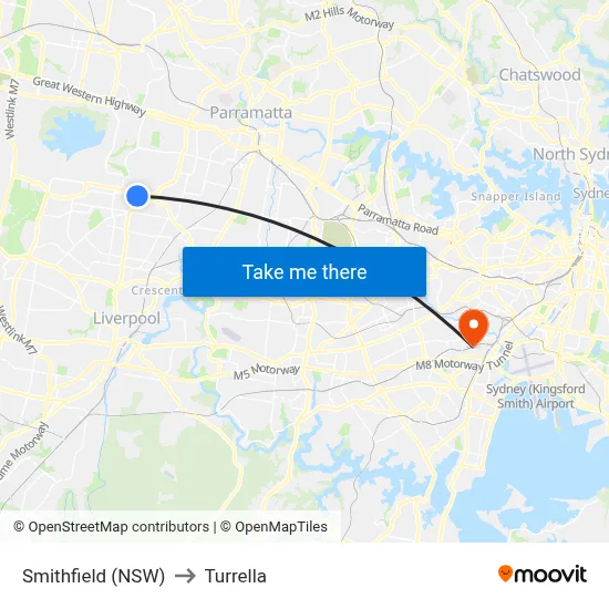 Smithfield (NSW) to Turrella map