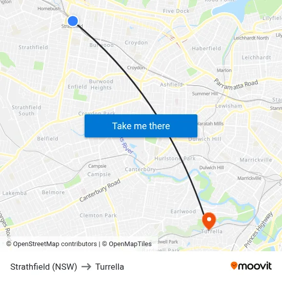 Strathfield (NSW) to Turrella map