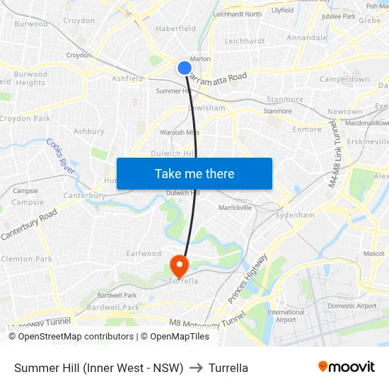 Summer Hill (Inner West - NSW) to Turrella map