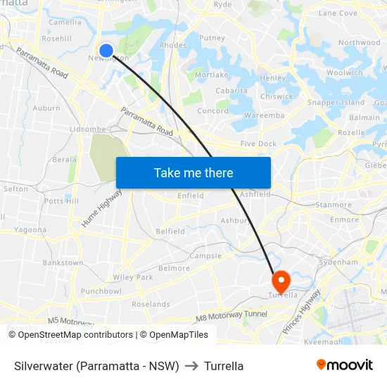 Silverwater (Parramatta - NSW) to Turrella map
