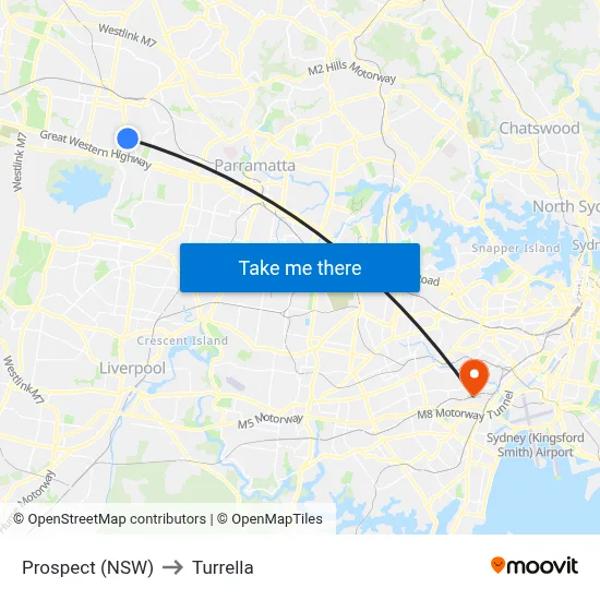 Prospect (NSW) to Turrella map
