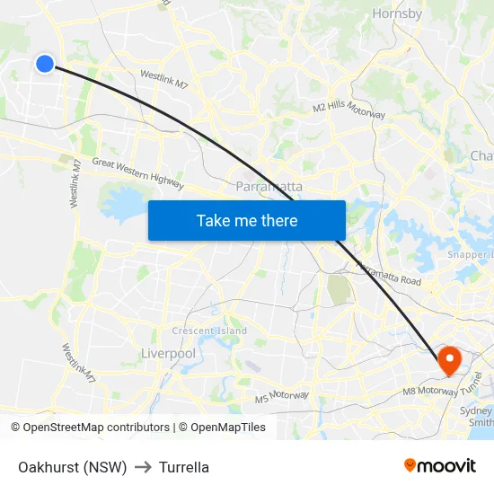 Oakhurst (NSW) to Turrella map