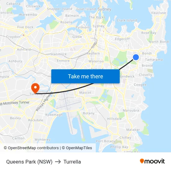 Queens Park (NSW) to Turrella map