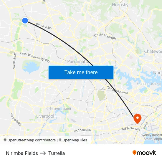 Nirimba Fields to Turrella map