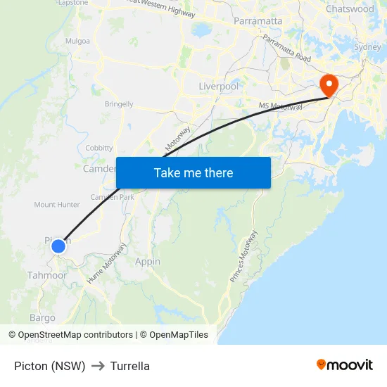 Picton (NSW) to Turrella map