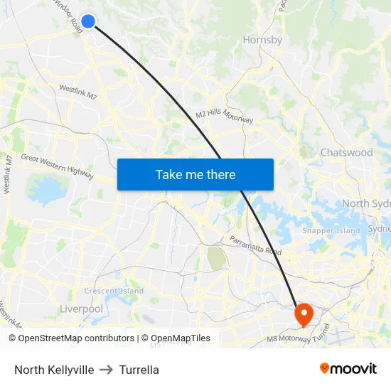 North Kellyville to Turrella map