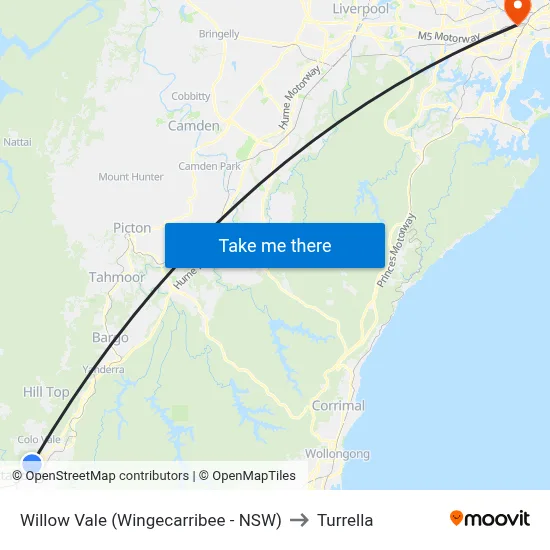Willow Vale (Wingecarribee - NSW) to Turrella map
