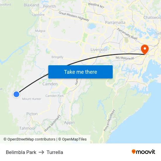 Belimbla Park to Turrella map