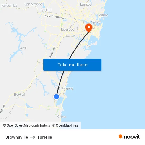 Brownsville to Turrella map