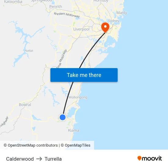 Calderwood to Turrella map