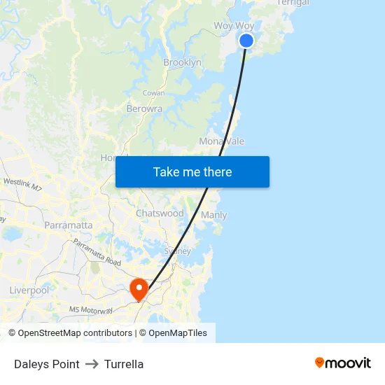 Daleys Point to Turrella map