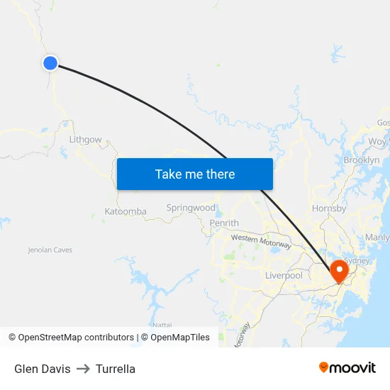 Glen Davis to Turrella map