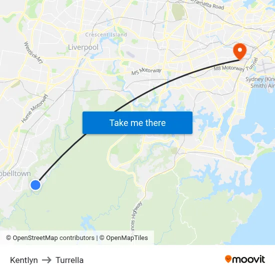 Kentlyn to Turrella map