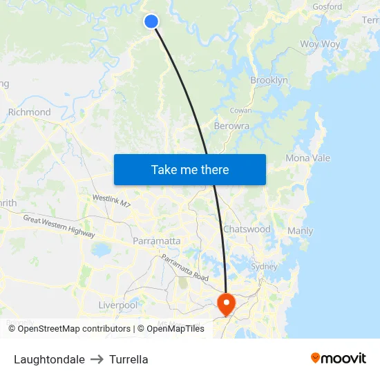 Laughtondale to Turrella map