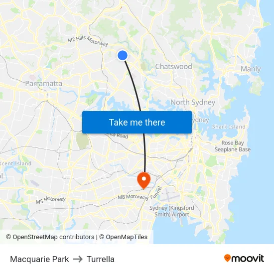 Macquarie Park to Turrella map