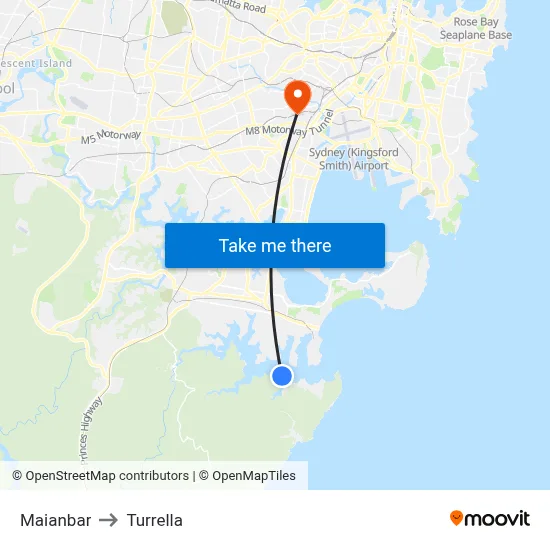 Maianbar to Turrella map