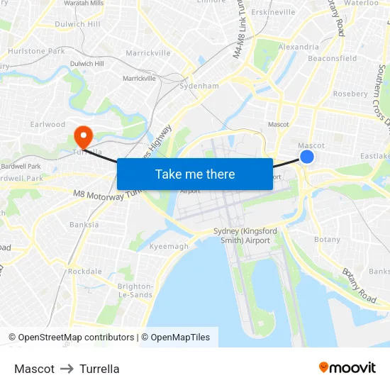 Mascot to Turrella map