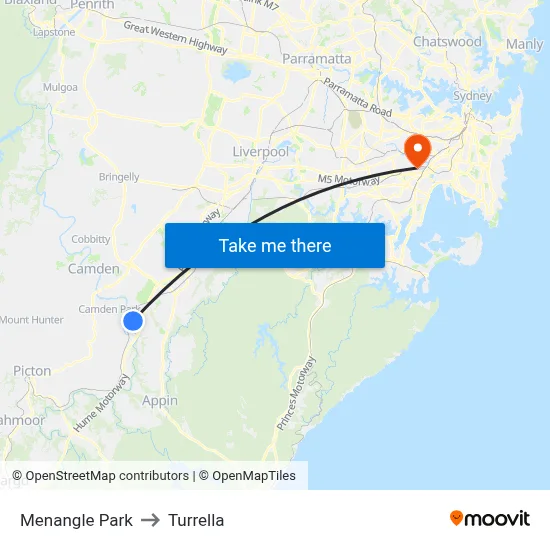 Menangle Park to Turrella map